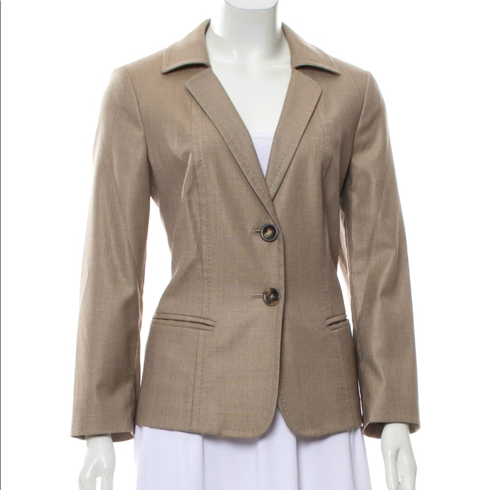 Tawny MaxMara Notched-Lapel Blazer Tan Size 12